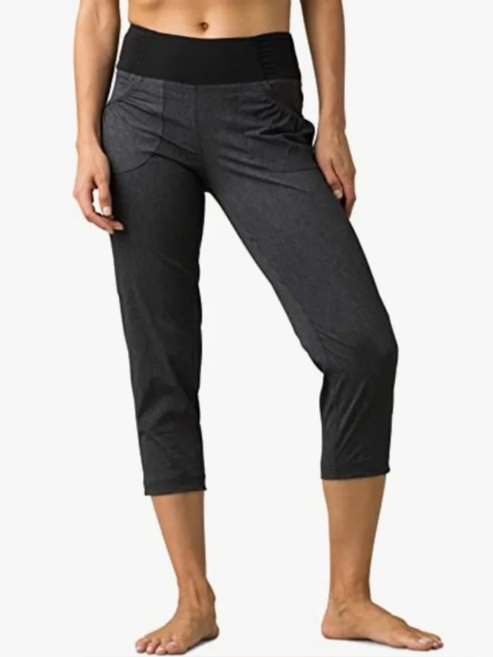{PrAna} "Summit Capri" Gray Mid Rise Elastic Waist Straight Leg Pants WAP2-63